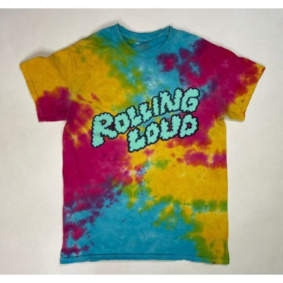 Rolling Loud Tour Graphic T-shirt Women Small Multicolor Tie Dye Music - Picture 1 of 5